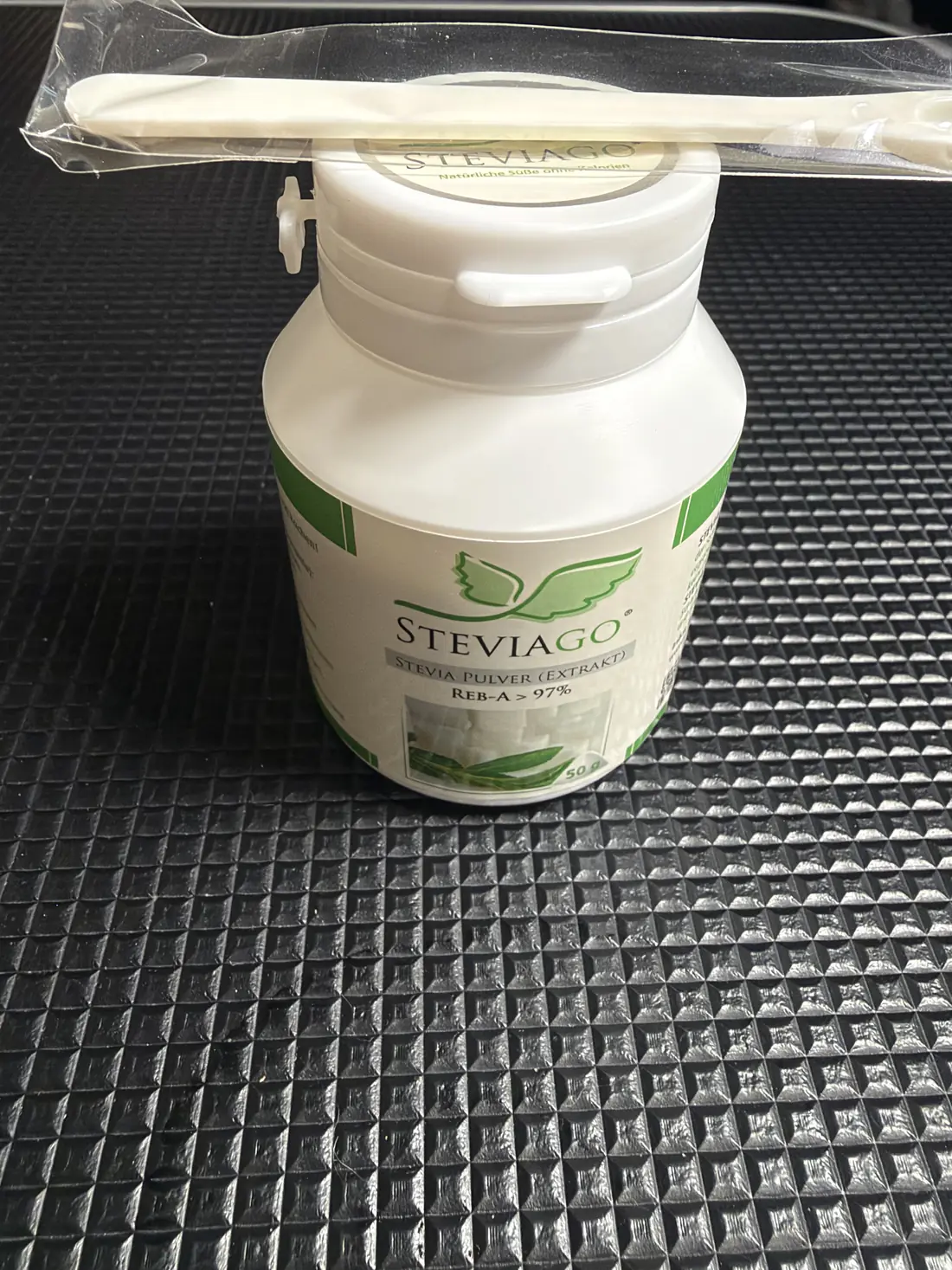 STEVIAGO Stevia Pulver Dose mit Dosierlöffel